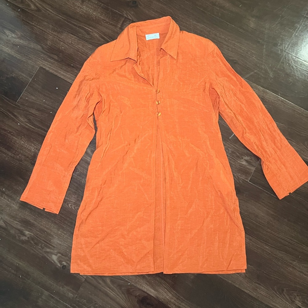 Bonita Orange Linen Blouse Size Small